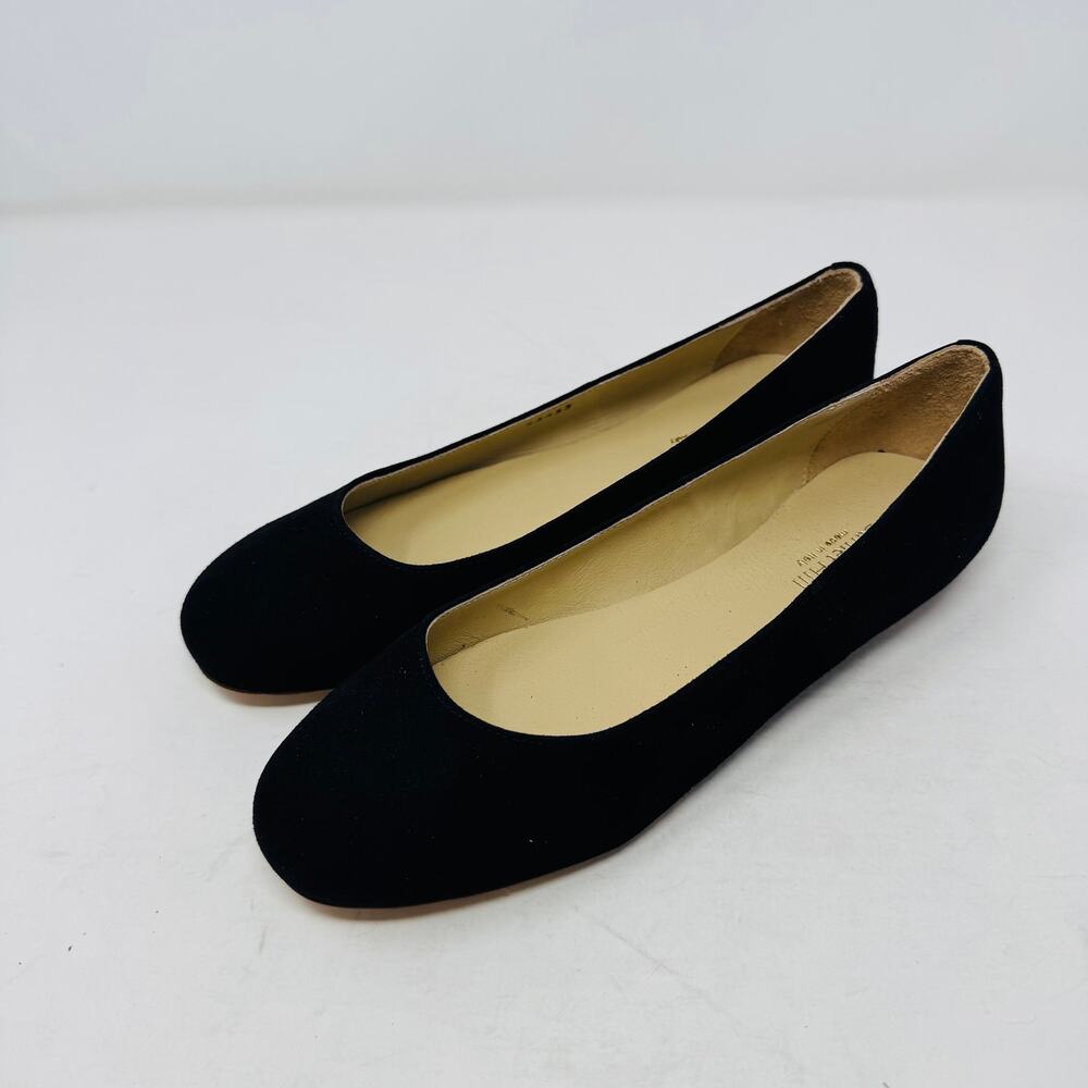 Garnet Hill Leather Suede Black Round Toe Ballet Flats Like New Condition